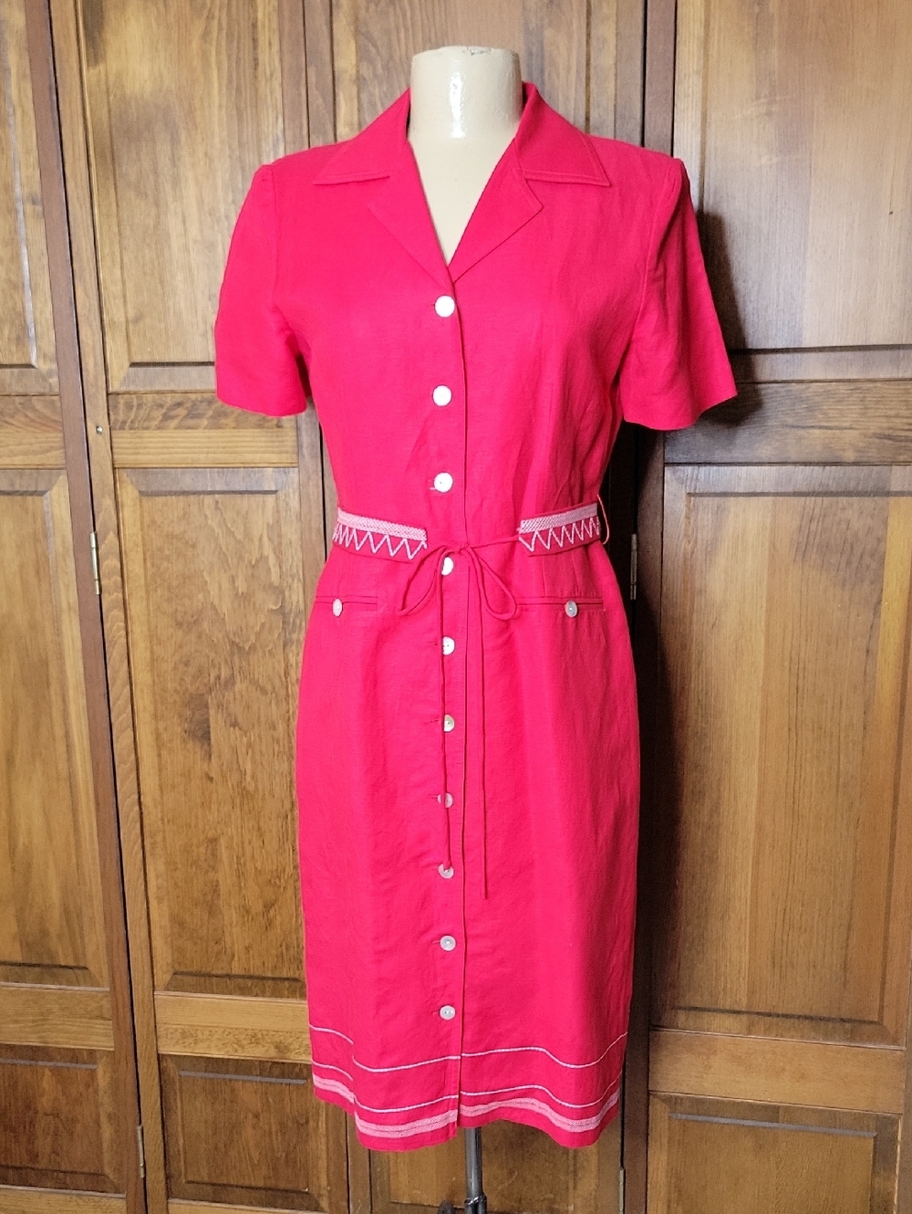 Positive Attitude Vintage Linen Blend Shirt Dress Sz 6